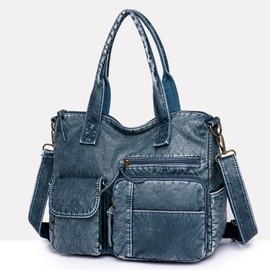 SCOFY FASHION Soft PU Leather Multi Pocket Handbags for Women Retro Leisure Cross Body Tote Bags Shoulder Bag for Travel Work, Brown