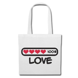 Reifen-Markt Tasche Umhängetasche 100% LIEBE - VALENTINSTAG - LIEBE - HOCHZEIT - VERLOBUNG Einkaufstasche Schulbeutel Turnbeutel in Weiß