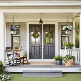 Hand Blown Glass Hummingbird Feeders for Outdoors with Hanging Planter(11 inch),Metal Hanging Plant Holder and Glass Hummingbird Feeder 2-in-1(POTS NOT Included)