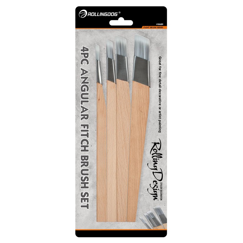 ROLLINGDOG 4PC Cutting In Brush Set Angular Fitch - For