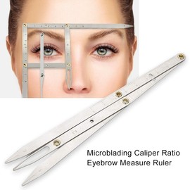Regla de Plantilla para Cejas – Plantilla de Diseño de Cejas con Pinzas Doradas, Herramienta de Medición para Microblading y Maquillaje Permanente, Ideal para Profesionales y Principiantes