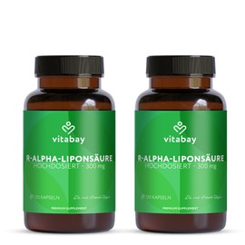 vitabay Vitabay R-Alpha Lipons?ure 300mg - 240 Kapseln Hochdosiert und Vegan - Alpha Lipoic Acid mit hoher Bioverfgbarkeit, Laborgeprft & hergestellt aus hochwertigen Rohstoffen