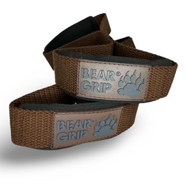 BEAR GRIP - Premium Figure 8 weight lifting straps (sold in pairs) (BROWN)