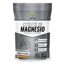 NATSA Citrato De Magnesio Polvo Grado Alimenticio 500 g, Ultra Puro, Sabor Natural, Calidad Premium