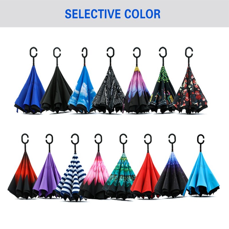 SIEPASA Spar. Saa Double Layer Inverted Umbrella with C-Shaped Handle,