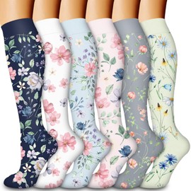 Laite Hebe Compression Socks for Women & Men Circulation(6 pairs)-Graduated Supports Socks for Running, Athletic Sports