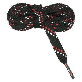 [Elerevyo] 2 Pairs Athletic Polka Dot Double Color Twill Flat Shoelaces for Casual Sneakers, black red white