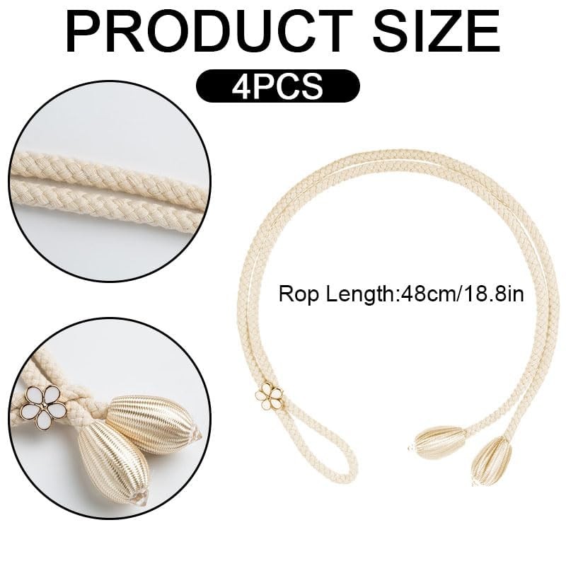 Vmoomax Rope Tassel Curtain Tiebacks, 4 Pack Boho Home Decor