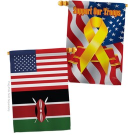 Kenya US Friendship House Flags Pack Regional USA American Alliance World Country Particular Area Support Our Troops Small Decorative Gift Yard Banner Double-Sided Made In 28 X 40