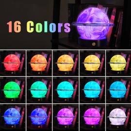 CXTVOVZSSY Saturn Moon Lamp Blue Marble Printed, 16 Colors LED Night Light with Stand & Remote &Touch Control & USB Bedroom Decor Nursery Lamp for Valentine's Day, Party, Birthday