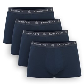 BAMBOOVEN Breathable Trunks with Pouch – Rayon Made From Bamboo Sweat-Wicking Underwear, Anti-Chafing, Large(4 Pack) Navy