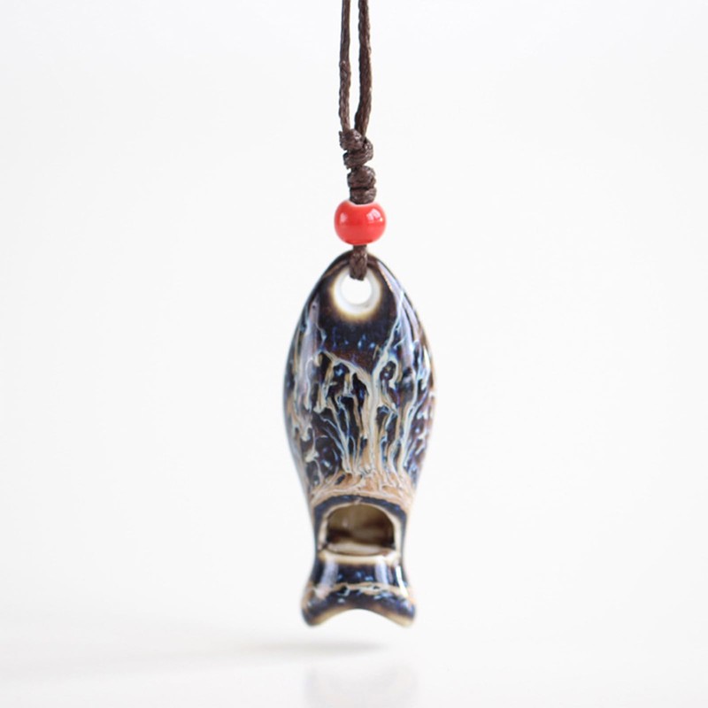 POYAMUSE Ceramic Fish Whistle Pendant Necklace for Women - Handmade
