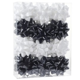 24 Large Gift Bows,3.5 inches, Bows for Gift Wrapping and Presents,Christmas Bows,for Parties, Birthdays, Weddings or Other Holidays. (White+Black)