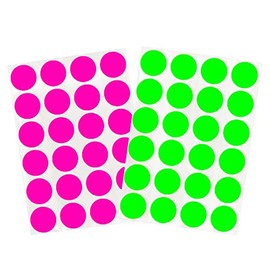 ChromaLabel 0.75 Inch Color Code Dot Labels on Sheets, 2 Colors, 1200 Stickers per Variety Pack, Fluorescent Green and Fluorescent Pink