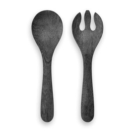 Tarhong TT20745272 Wood Grain Server Spoon & Fork, Black, 12.6 inches (32 cm), Serving Serving, Break-Resistant, Plastic, Dishwasher Safe, Stylish, Cute, Lightweight, Cafe, Outdoor, Camping