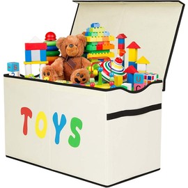 VICTORICH Large Toy Box Chest with Lid, Collapsible Sturdy Toy Storage Organizer Boxes Bins Baskets for Kids, Boys, Girls, Nursery, Playroom