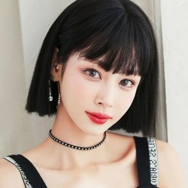 Black women's wig chic natural full wig short hair (WFHBQ5G) / 검정색 여성용가발 시크 자연스러운 통가발 단발 (WFHBQ5G)