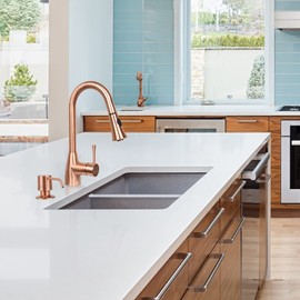 Soap Dispenser for Kitchen Sink, Brass Body Construction, Refill from The Top, Commercial Grade Liquid Dish Dispensers Pump, Built in Design with Large 17 oz Bottle(Copper)