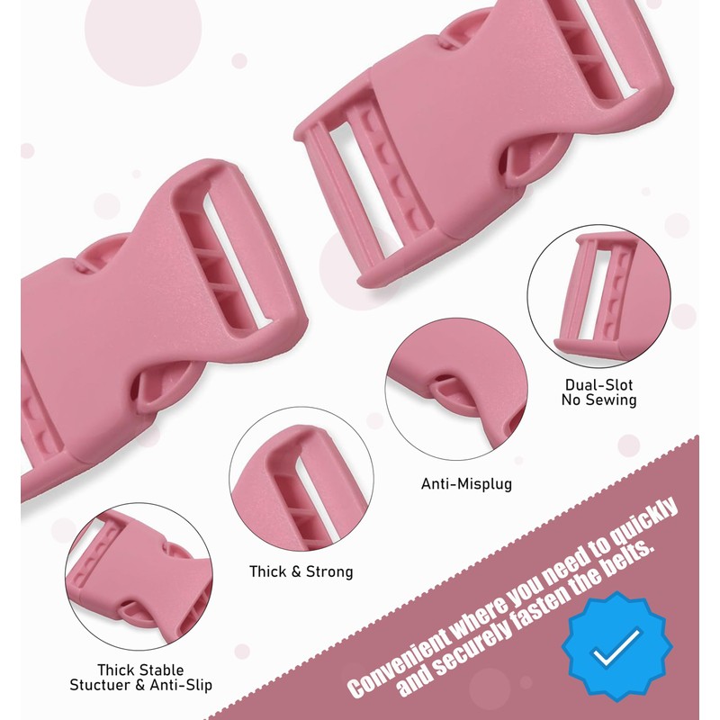 Sheriffdrink 5/8 Inch Paracord Bracelet Buckles 4 Pack, Light Pink
