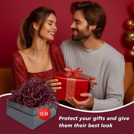 Tisspoms 2LB Crinkle Cut Paper Shred Filler, Paper Shreds for Basket Fillers, Birthday, Gift Wrapping, Anniversary, New Years, Valentine's Easter Gift Decor Party Filler (Burgundy)