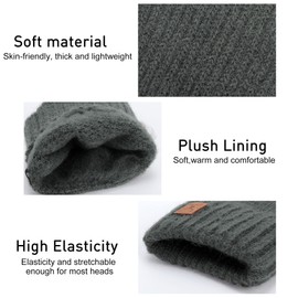 Fingerless Gloves for Men - Winter Fingerless Knitted Gloves Thermal Fingerless Gloves Half Finger Gloves for Outdoor Working Running Cycling Sking (Dark Grey)