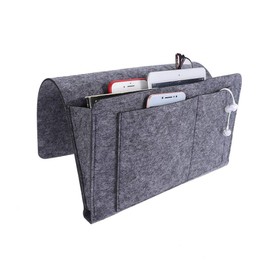 Garsent Remote Control Organiser Bag Felt Bed Sofa Storage Bag for Phone, Book, Magazines, TV Remote Control