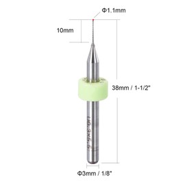 TA-VIGOR 10Pcs Micro Drill Bit 1.1mm, Green PCB Drill Bits with 1/8 Inch Shank Tungsten Carbide Drilling Rotary Tool for Print Circuit Board Stone CNC Engraving