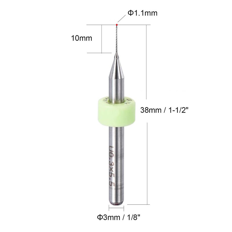TA-VIGOR 10Pcs Micro Drill Bit 1.1mm, Green PCB Drill Bits