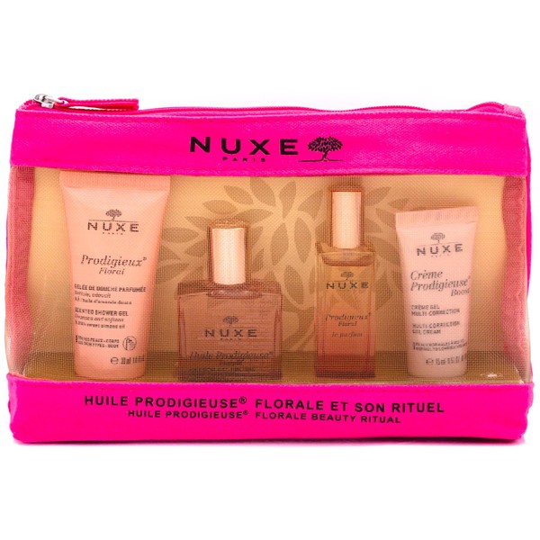 Nuxe Brand Female Cosmetic Package, Huile Prodigieuse Floral Ritual of Beauty Travel Set
