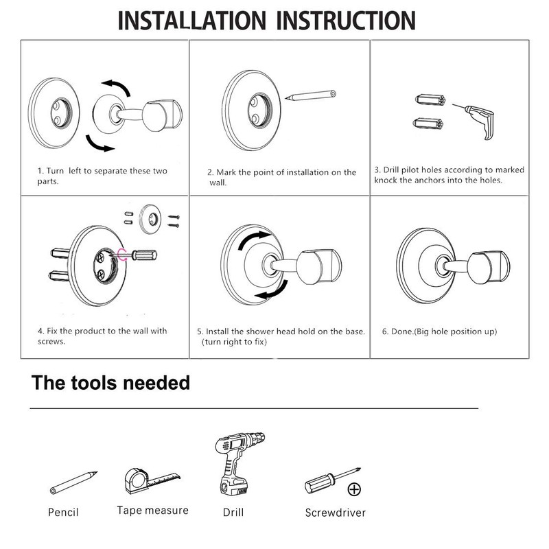JiePai Solid Brass Adjustable Shower Holder Bracket, Wall Mount Holder