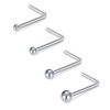 D.Bella L-Shaped Nose Studs - Surgical Steel Nose Rings, 18G,