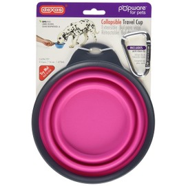 Dexas Popware for Pets Collapsible Travel Cup, Large, Gray/Pink