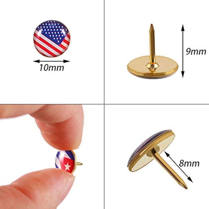 194 Pieces Creative Push Pins National Flag Pins Thumb Tacks