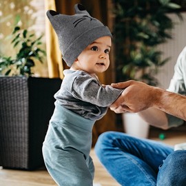 Balakaka Thick Warm Kawaii Winter Beanie Knitted Hat, Soft Thermal Cat Ears Beanie Hat for Baby 0-6 Months, Cute Winter Warm Knitted Ski Hat Boys Girls Gift, gray