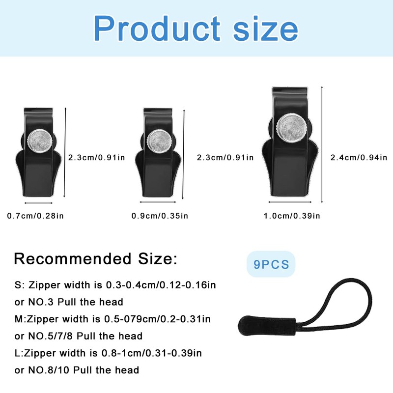 9 PCS Zipper Repair Kit, Luggage, Backpacks, Jackets Replacement Zipper