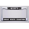 CREATIVE PLATE FRAMES JAWS FANS " QUINT'S/GREAT WHITE CHARTERS" LICENSE