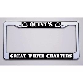 CREATIVE PLATE FRAMES JAWS FANS " QUINT'S/GREAT WHITE CHARTERS" LICENSE PLATE FRAME