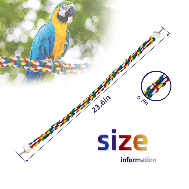 Bird Bungee Climbing Swing - Colorful Parakeet Rope Perch (23.6