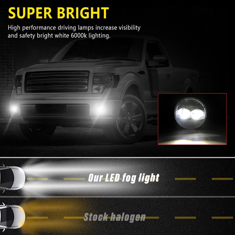 LED Fog Lights Bumper Driving Lamps Assembly Replacement for Ford