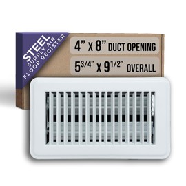 Fits 4x8 and 8x4 Duct Opening | Floor Register with Louvered Design by Handua | Heavy Duty Walkable Design with Damper | Floor Vent Grille | Easy to Adjust Air Supply Lever | White