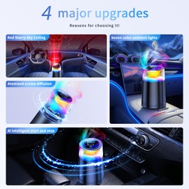 Smart Car Air Freshener with RGB Ambient Light, Car Aroma Diffuser,Galaxy Cloud Mist, Auto On/Off, Built-in Battery, Home, Office (4 Essential Oil Box), Long-Lasting Scent & Relaxing Light