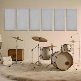6 PCS Acoustic Panels, Large Soundproof Wall Panels, Professional Fiberglass Sound Absorbing Panels, 23.6x11.8 Inches Sound Proof Foam Panels for Walls, Studio Home Offices(Grey)