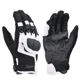 Daytona Motorcycle Gloves, Summer Mesh, Genuine Leather (Goat Leather), Hard Protector, Smartphone Compatible, Comfort Airflow, Mesh Gloves, DG-008, Black/White, Size XL, 45916