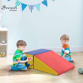 Soozier 2 Piece Climb and Crawl Activity Play Set, Soft Secure Foam Playset for Toddler, Preschooler, Indoor Play, Baby Learning Toys, Multicolor