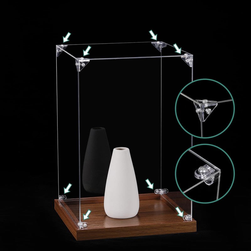 sourcing map 8 Set Acrylic Corner Bracket L-Shaped and Triangle