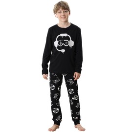 The Essentials Wardrobe Boys TEW 1 Pack LS Pyjamas - Mono Gamer- 10/11 YRS