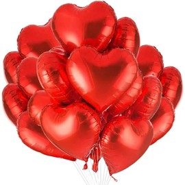QYCX 30Pcs Heart Balloons Wedding Party Decorations Valentines Day Balloons Red Heart Balloons 18" Heart Foil Balloons Red Balloons Valentines Day Wedding Party Decorations Anniversary Party Supplies