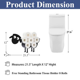Toilet Tissue Holder,Animal Paper Holders,Decorative Metal Papers Holder,Funny Toilet Animal Storage for Bathrooms,Bathroom Paper Organizer for Extra 8 Rolls Free Standing & Wall Mounted Art Decor