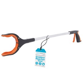 BIRDROCK HOME Reacher Grabber Pick Up Tool | Lightweight Aluminum 32” Extra Long Reaching Aid | Best Articulating Head | Rotating Rubber Grip | Trash Pick Up, Disabled, Garden Nabber Arm Extension