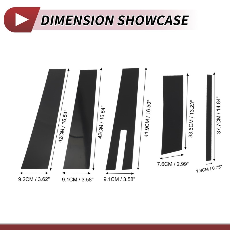 HEROFFIX 9 Pcs Door Pillar Window Trim for Lincoln MKT